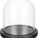 BENECREAT 5.5x5inch Eternal Transparent Flower Glass Cover, Glass Display Dome Cloche Jar with Black Solid Wood Base for DIY Flower Craft, Wedding Decorations
