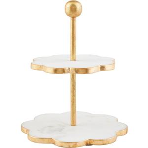 Mud Pie Scallop Gold Marble Tier Stand; 12" x 10" dia