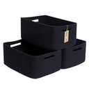 MiniArk Large Storage Baskets for Shelves, Closet Organizers Bins for Clothes Blanket Towels, Baby Nursery, Toy Baskets Box, Woven Rope Baskets, 17 x 13 x 7.5”, 2 Packs Black
