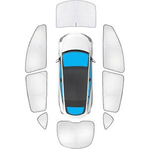KMF 8pcs Thicken Full Window Sun Shades for Tesla Model Y Accessories 2020-2024, Tesla Y Privacy Car Window Covers Sunshade for Windshield Side Rear, UV Block and Blackout for Camping Outdoor