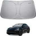 Windshield Sun Shade for Tesla Model 3/Y 2014-2026, Foldable, Car Accessory | Graphene Activated Carbon, Odor-Absorbing, UV and Heat Blocking, Storage Bag Included, Helps Keep the Parked Interior Cooler