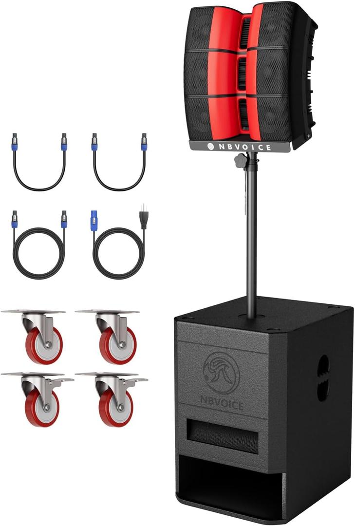 NBVOICE PRX ONE 2400W PA Speaker System w/ 15" Sub | 131dB Zero-Distortion Sound | Bluetooth DSP Control | Road-Ready Birch Enclosure 