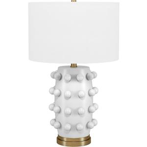 Henn&Hart 26" Tall Ceramic Table Lamp with Fabric Shade in Matte White/White