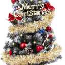 3ft Christmas Tree with Lights, Christmas 36inch Small Artificial Tabletop Tree, Xmas Desk Mini Tree with 50 LED Lights, Hanging Ornaments Decorations, Holiday Tree for Home Decor, Indoor, Office