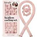 Kitsch Satin Heatless Curling Set  Heatless Curls Overnight with 34" Hair Curler & 2 Satin Scrunchies  Comfortable Hair Curlers to Sleep In for Frizz-Free, No Heat Damage Styling - Micro Dot