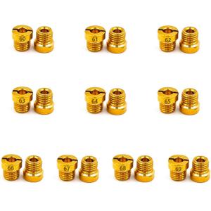 Holley Carb Carburetor 1/4-32 Main Jets set The aperture size is:60 61 62 63 64 65 66 67 68 69,10 sets in total, 2 pcs per size,Thread size: 1/4"-32 Fits Holley 2010,2300,4010,4011,4150,4160,4500