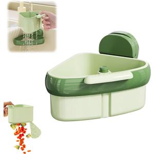 Kitchen Sink Drain Basket, Self-Cleaning Sink Food Catcher, Press to Open Strainer with Reusable Suction Base & Removable Filter Basket for Food Scraps Leftover Disposal