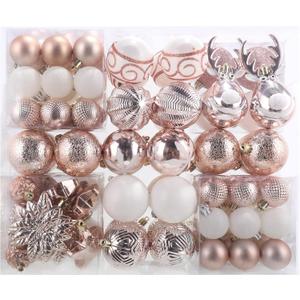 100-Pack Various Shatterproof Christmas Balls, Christmas Decorative Ball Ornaments for Xmas Tree- Rose Gold