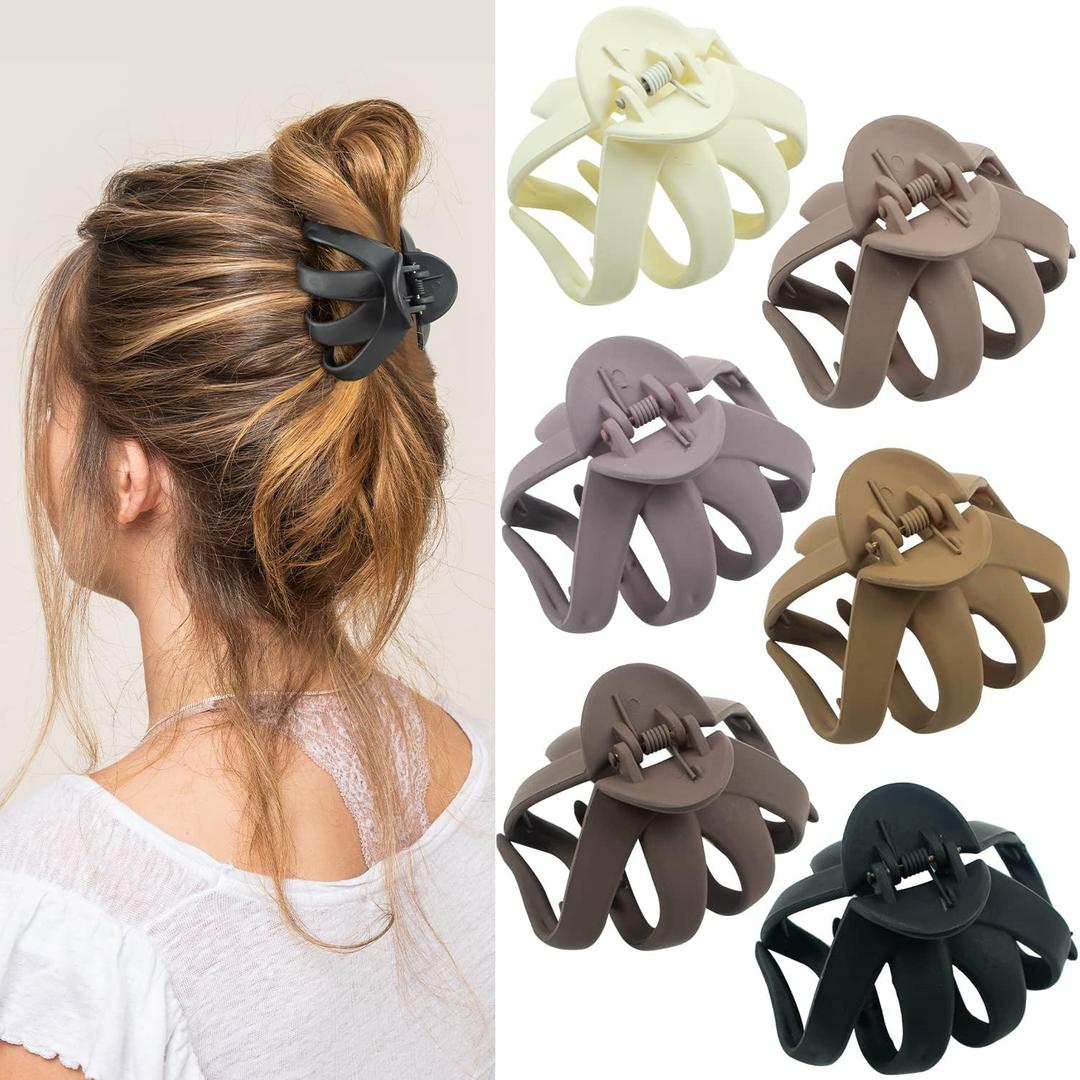 2.8 Inch Medium Octopus Hair Clips for Women, Matte Claw Clips for Thin Hair, Strong Hold Non-slip Spider Octopus Clip for Fine Hair Jaw Clips (Neutral-B)