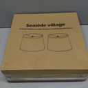Lampshades Set of 2, Drum Lampshades 11.6" Top x 12.6" Bottom x 9.8" High, Seaside village Medium Lampshades (Spider Fitter), Beige Lampshades Natural Linen Hand Crafted, Easy Assembly Required