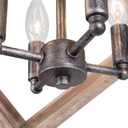 KSANA Chandeliers for Dining Room, Distressed Weathered Wood Chandelier Farmhouse 4-Light Geometric Hanging Light Fixtures for Kitchen Hallway Bedroom