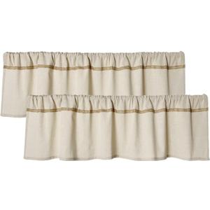 2 Pack Cotton Linen Valance for Windows with Burlap Lace Trim Rustic Farmhouse 12 inch Kitchen Valance Rod Pocket Neutral Short Curtain Topper Window Treatment