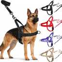 No Pull Dog Harness and Leash Set-Reflective Vest with Handle&5FT Dog Leash with Car Seatbelt Clip,Breathable Mesh&Quick Fit Dog Harness Easy for Medium Large Dogs Training Walking (Black,L)