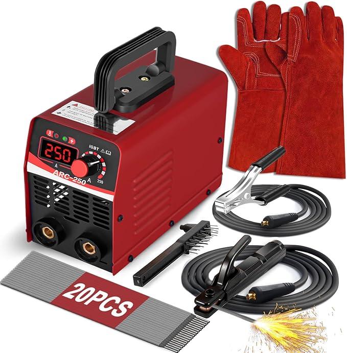 Welder 250A 20PCS Welding Rods 16 Inches Gloves Welding Machine, Super MINI Portable Hammer Stick Welder, IGBT Inverter Welder Machine 110V, Beginner Hobbyists Home Repairs DIY Projects