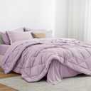 Love's cabin King Size Comforter Set Light Purple, 7 Pieces King Bed in a Bag, All Season Bedding Sets with 1 Comforter, 1 Flat Sheet, 1 Fitted Sheet, 2 Pillowcase and 2 Pillow Sham | Soft, Breathable, Lightweight, Comfortable