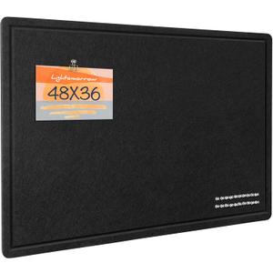 Lightomorrow Large Bulletin Board - 48 x 36 Inches, Decorative Felt Pin Board for Wall - 4' x 3' Foldable Photo Display Board with Self-Adhesive Tape, Includes 20 Push Pins - Black