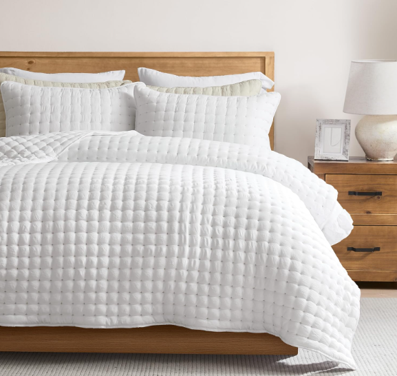 WDCOZY White California Cal King Size Quilt Bedding Sets with Pillow Shams, Oversized Lightweight Soft Bedspread Coverlet, Quilted Blanket Thin Comforter Bed Cover, 3 Pieces, 116x106 inches (California King)