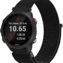 Meliya for Garmin Forerunner 165/245/55 Band, 20mm Nylon Replacement Band for Forerunner 55/158/165/245/645/Galaxy Watch 6/5/4/Vivoactive 3/5/Venu Sq Music (Black)