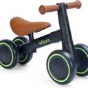 INFANZIA Baby Balance Bike for 12-36 Month Boys Girls, 1 Year Old Toddler First Bike No Pedal with Adjustable Seat, Infant 4 Wheels Bicycle Ride On Toys Kids First Birthday Gifts (Black)