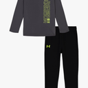 Under Armour boys Long Sleeve Shirt and Jogger Set, Durable Stretch and Lightweight 18Months Gray/Black