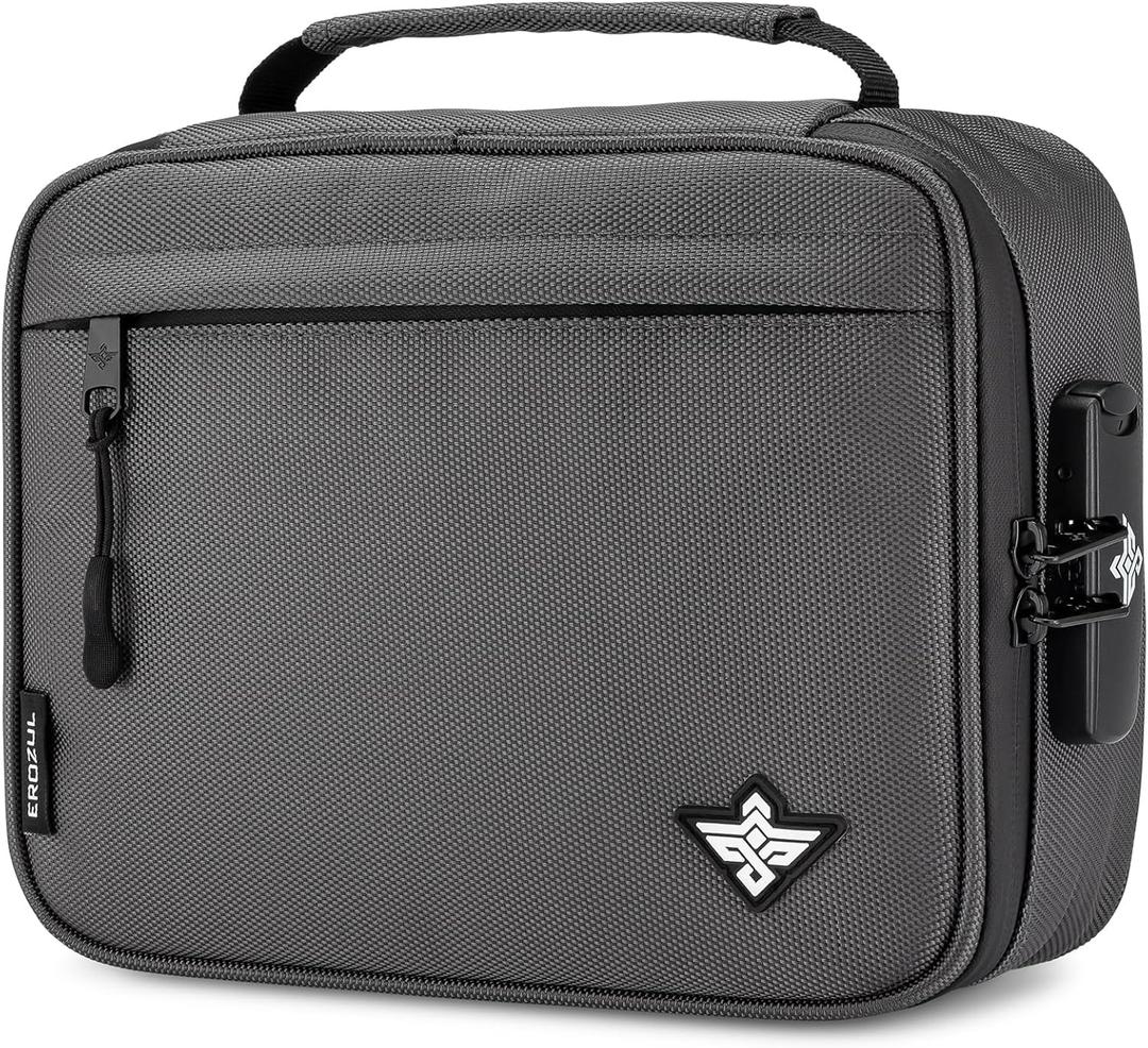 Exodus Storage Travel Bag with Combination Lock Water Resistant Organizer Case Toiletry Bag Dopp Kit Makeup or Toiletry Bag for Men & Women (Graphite)