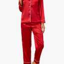 U2SKIIN Women Silk Pajamas Set, Long Sleeve Satin Pajamas for Women Sleepwear Button Down Pjs Set Two-piece L