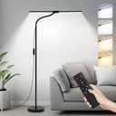LED Floor Lamp with Remote Control, Bright 18W Floor Lamps for Living Room with Double Head, Adjustable Gooseneck Standing Lamp, Eye Caring Reading Light for Eyelash Extetions Craft Office