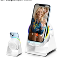 Wireless Induction Audio Bluetooth Speaker, 4 in 1 Phone Stand Speakers Amplifier with Colorful Ambient Light,360° Adjustable Holder for Tablet iPhone Android, Gifts for Men Women Teens-WhiteAmazon's Choice