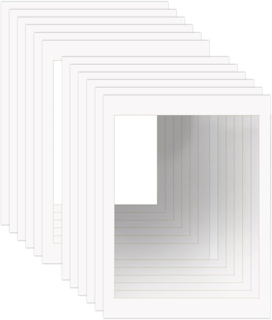 ZBEIVAN 18x24 White Picture Mats for 16x20 Pictures with Core Bevel Cut Frame Mattes - Pack of 12