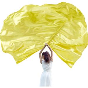 Jetec 2 Pcs 74"x55" Worship Flags for Dance Church Praise Dance Flag with Flexible Rod Semicircle Angel Wing for Outdoor Stage Performance Religious Activities(Gold,Solid Color)