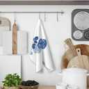 Navy Blue Kitchen Hand Towels, Cottagecore Floral Dish Towels for Kitchen, Blue Tulip Poppy Rose Flower Hand Towel Decorative Set, Cottagecore Flower Bathroom Decor