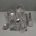 18/10 Stainless Steel Cooking Utensils Set - 16 PCS All Metal Small & Large Kitchen Spoons, Serving Utensils - Whisk, Masher, Fork, Tongs, Solid/Slotted Spoon, Spatula, Turner, Ladle, Skimmer, Pasta