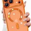 Clear Case for iPhone 17 Pro Case Magnetic, Compatible with MagSafe Built-in Camera Lens Protector Soft Slim Shockproof Phone Case Cover for iPhone 17 Pro 6.3" - Orange
