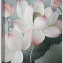 Lotus Canvas Wall Art White Pink Lotus Flower Picture Print Zen Wall Decor Spa Painting Spiritual Artwork For Meditation Room Decor Framed(Artwork-2,16"x24")