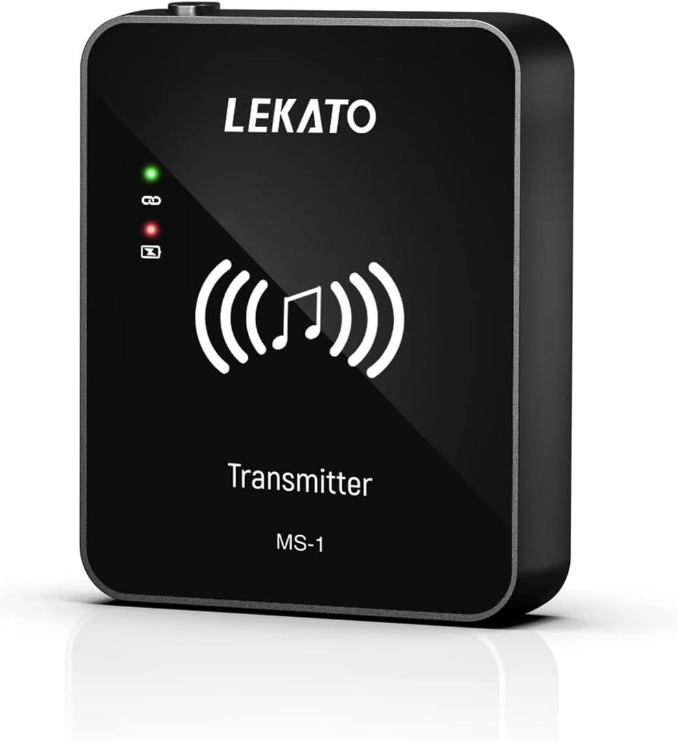 LEKATO MS1 Wireless in Ear Monitor System, 2.4GHz Stereo inEar Monitoring with Transmitter Receiver Clip On, One to Many, AutoPairing,Wireless IEM for Band Rehearsal,Studio, Church,Small Gigs
