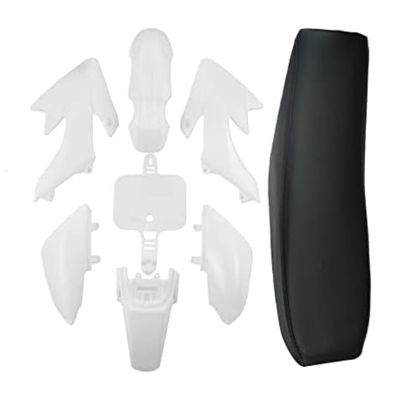 CLEO Plastics Kit with Black Seat for CRF50 XR50, Chinese 50cc Dirt Pit Bike,Fenders Fairings Replacement Plastic with Seat(white)