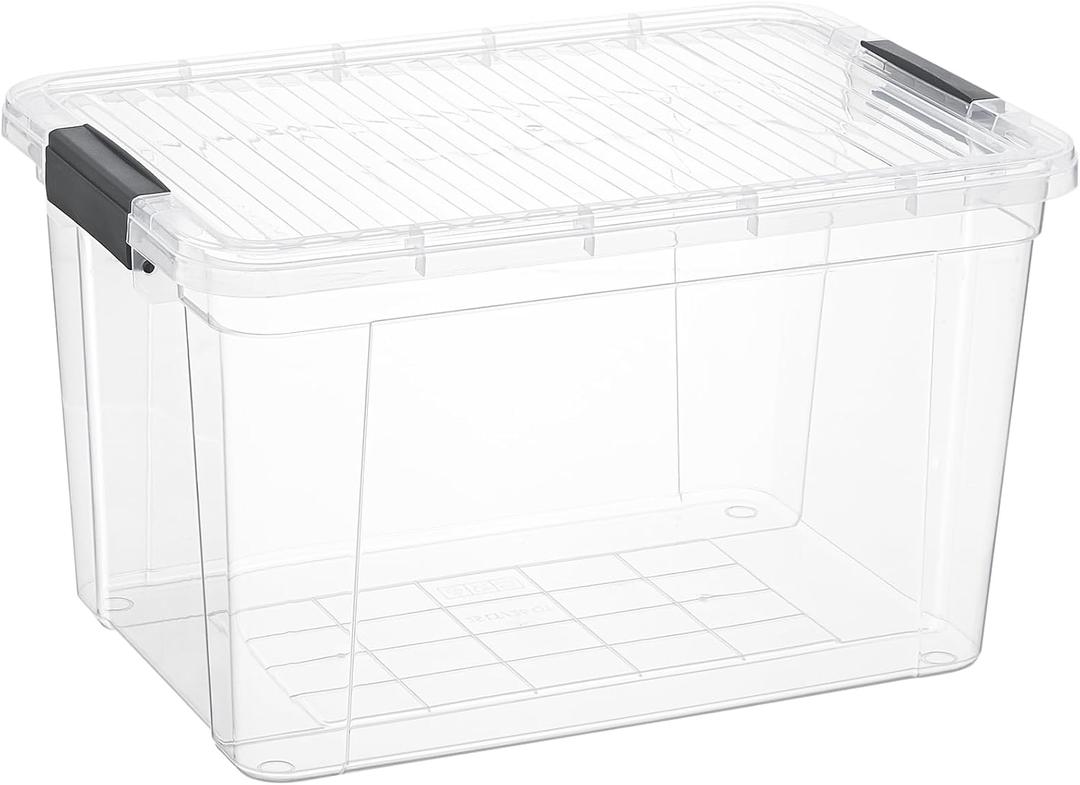 Superio Clear Storage Box with Lid, 26.5 Quart Plastic Container Bins for Organizing, Stackable Crates, BPA Free, Non Toxic, Odor Free, Organizers for Home, Office, School, and Dorm Superio Clear Storage Box with Lid, 26.5 Quart Plastic Container Bins for Organizing, Stackable Crates, BPA Free, Non Toxic, Odor Free, Organizers for Home, Office, School, and Dorm