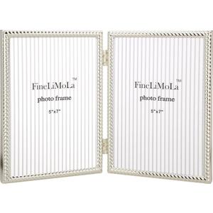 5x7''Silver Double Frames,Rope Design Metal Photo Frame with Black Velvet Backing and Real Glass Front,5x7'' Hinged Silver Double Picture Frame for Tabletop and Shelf Display 5x7''Silver Double Frames,Rope Design Metal Photo Frame with Black Velvet Backing and Real Glass Front,5x7'' Hinged Silver Double Picture Frame for Tabletop and Shelf Display