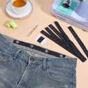 PH PandaHall 18pcs Black Pant Waist Tightener 20mm Wide Elastic Waist Button Kits Adjustable Elastic Sewing Bands with 12 Buttons Waist Tightener Tool for DIY Waistband Pant Craft, 10 Inch