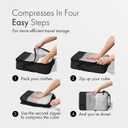 (Not Made In China) Compression Packing Cubes For Travel, Suitcase and Luggage Space Saver Organizer Bags, Lightweight, Waterproof, Durable, 6pc Set, Black