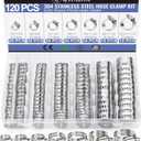 Hose Clamp- Qibaok 120 PCS Stainless Steel Hose Clamps Assortment Kit 1/4''1-1/2'' Worm Gear Clamps for Fuel Line, Plumbing, Automotive, Mechanical Applications, Pipe, Tube, Radiator, Garden