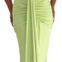 ABYOVRT Women Deep V Neck Ruched Maxi Dress Sleeveless Halter Gown Cocktail Evening Formal Dresses (Green, S)