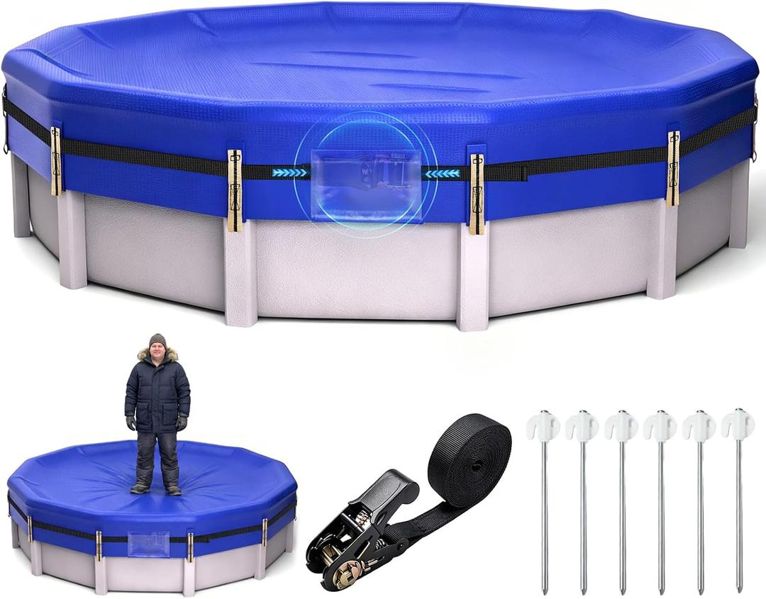 QH.HOME Winter Pool Cover 24ft Round Above Ground 2026 Heavy Duty 5.5oz/yd2
