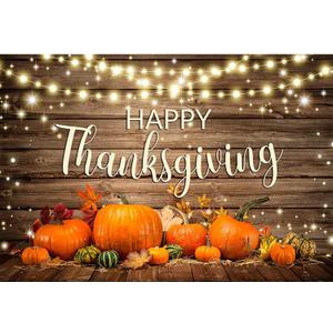 dnldliq 10x8ft Thanksgiving Photo Backdrop Vintage Wooden Board Glitter Light Belt Pumpkin Maple Leaves Pattern Photography Background Happy Thanksgiving Day Part Decorations Banner Supplies