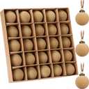 Sea Team 25-Pack Flocked Velvet Christmas Tree Ball Ornaments Set, Hanging Velour Baubles, Shatterproof Plastic Decorations for Xmas Tree, Wreath, Garland, 60mm/2.36 Inches, Beige