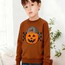 Girl Boy Pumpkin Ghost Pullover Long Sleeve Cute Spooky Tops Halloween Sweatshirt (Orange)