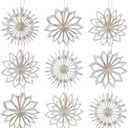 EASY JOY 9Pcs Christmas Hanging Decorations-White Snowflakes Ornaments 3D Christmas Winter Decorations Pure White Hanging Snowflake Decoration for Christmas Tree Garland Winter Home Window Room