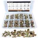 Trivd Frol Rivet Nut Tool Kit, 520pcs SAE & Metric Rivet Nut Assortment Kit w Galvanized Carbon Steel Flat Head Threaded Insert Nuts, Sizes 6-32 8-32 10-24 1/4"-20 5/16"-18 3/8"-16 M3 M4 M5 M6 M8 M10