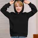 Haloumoning Baby Toddler Kid Boy Hooded Sweatshirts Fleece Hoodies Ear Hoodie Pullover Clothes with Pocket 1-8 Years (Black)