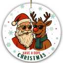 Have A Fun Santa and Reindeer Christmas Ornament  Holiday Tree Decoration with Sunglasses Santa & Deer  Humorous Xmas Gift for Friends, Family Who Love Christmas Cheer
